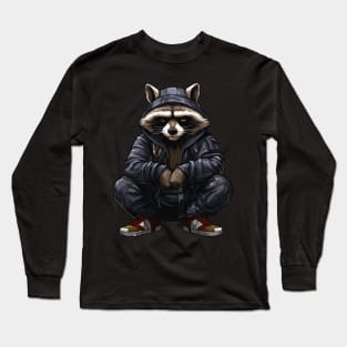 Hardbass Slav Squat Raccoon With Long Sleeve T-Shirt